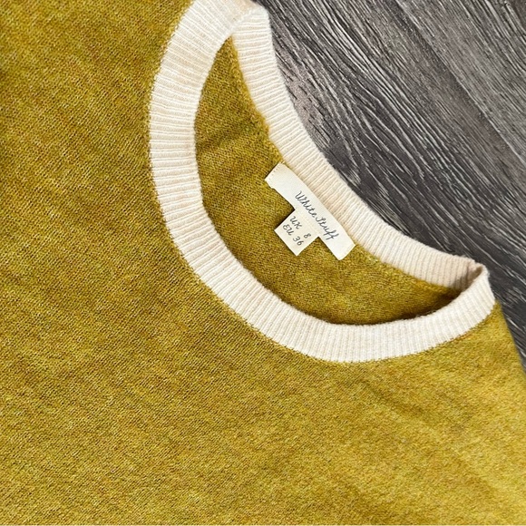 WHITE STUFF UK-HYGGE JUMPER crewneck sweater in olive green/mustard yellow - Picture 4 of 8